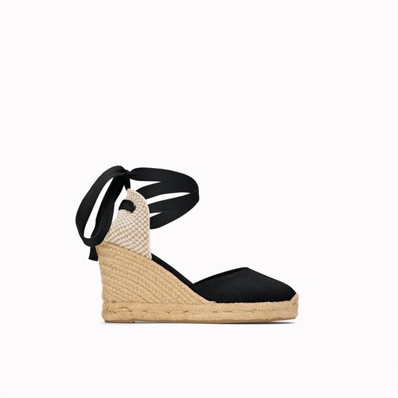 Soludos Black Marseille Espadrilles ankle tie wedges US women’s 8 - Picture 10 of 14